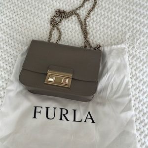 Furla Tan crossbody bag gold chain